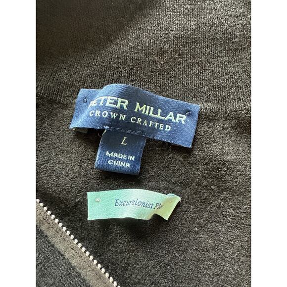 Peter Millar Excursionist Flex 1/4 Zip Pullover L Black Merino Wool MF24XS03 - Picture 4 of 9